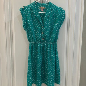 Flying Tomato Flying Green White Short Sleeve Retro Dress size small